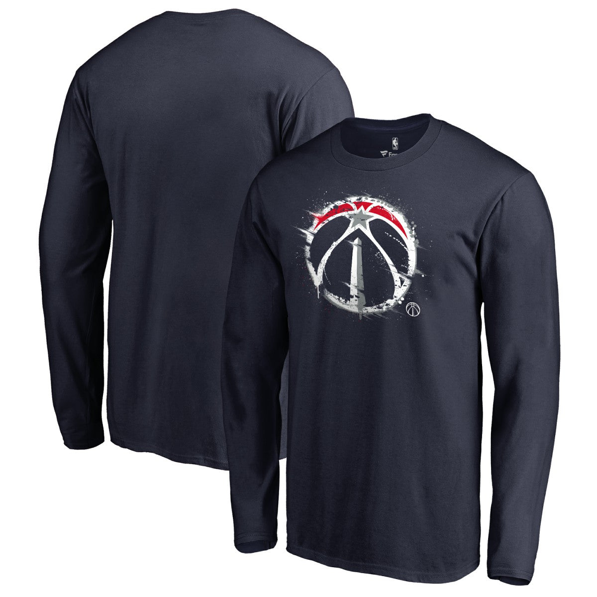 Washington Wizards Splatter Logo Long Sleeve T-Shirt Navy - NBA