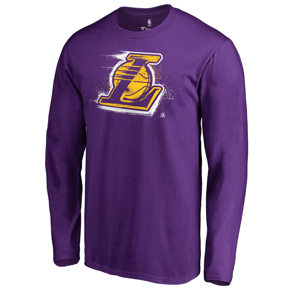 Los Angeles Lakers Splatter Logo Long Sleeve T-Shirt Purple - NBA