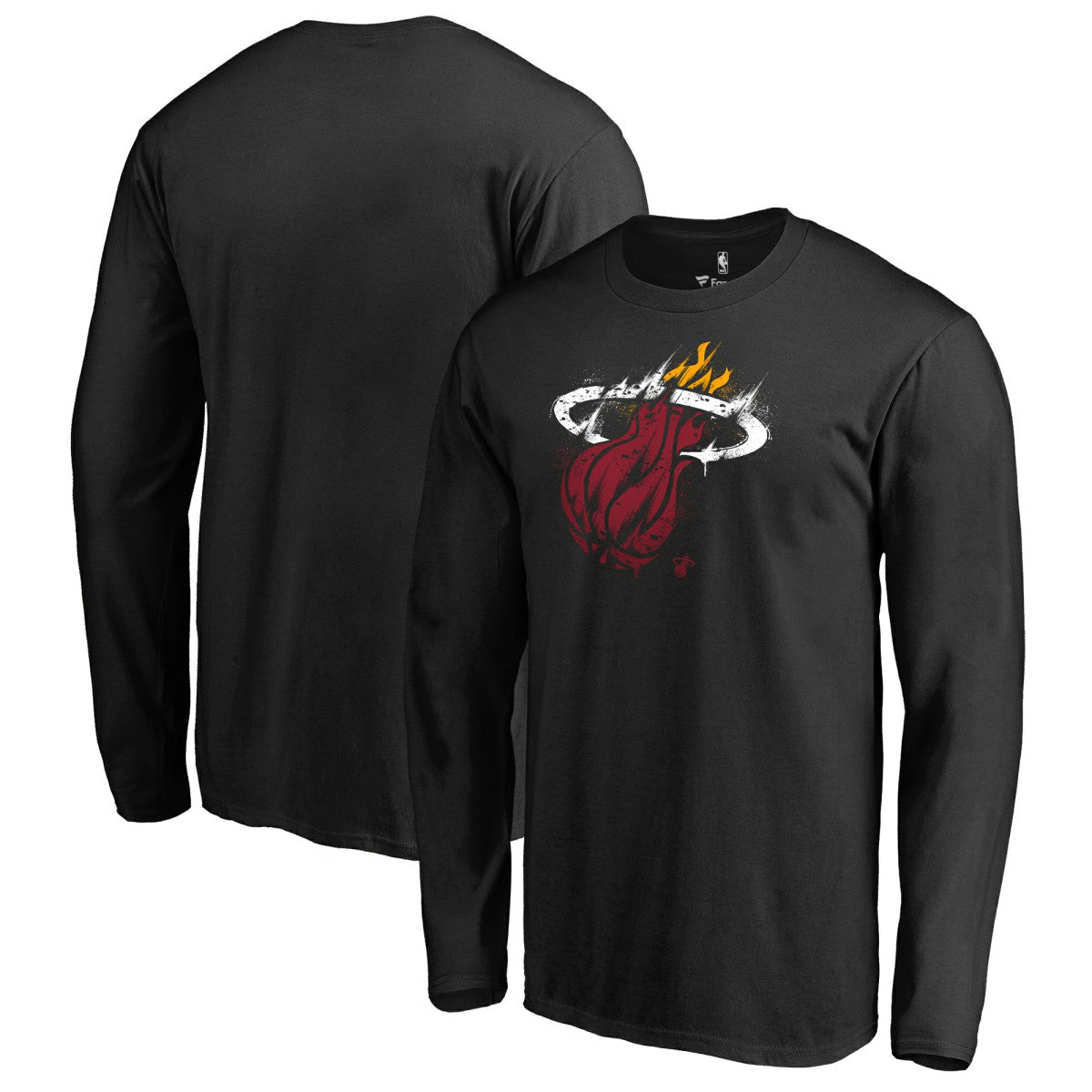 Miami Heat Splatter Logo Long Sleeve T-Shirt Black - NBA