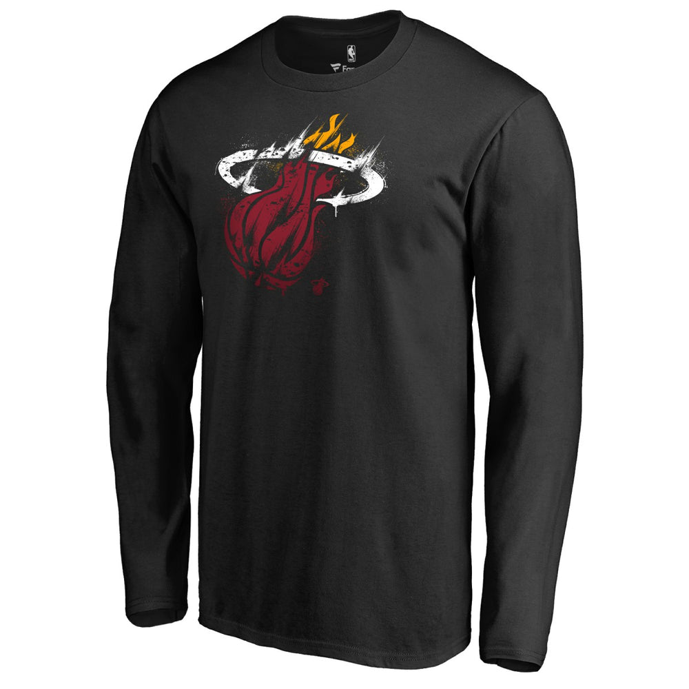 Miami Heat Splatter Logo Long Sleeve T-Shirt Black - NBA