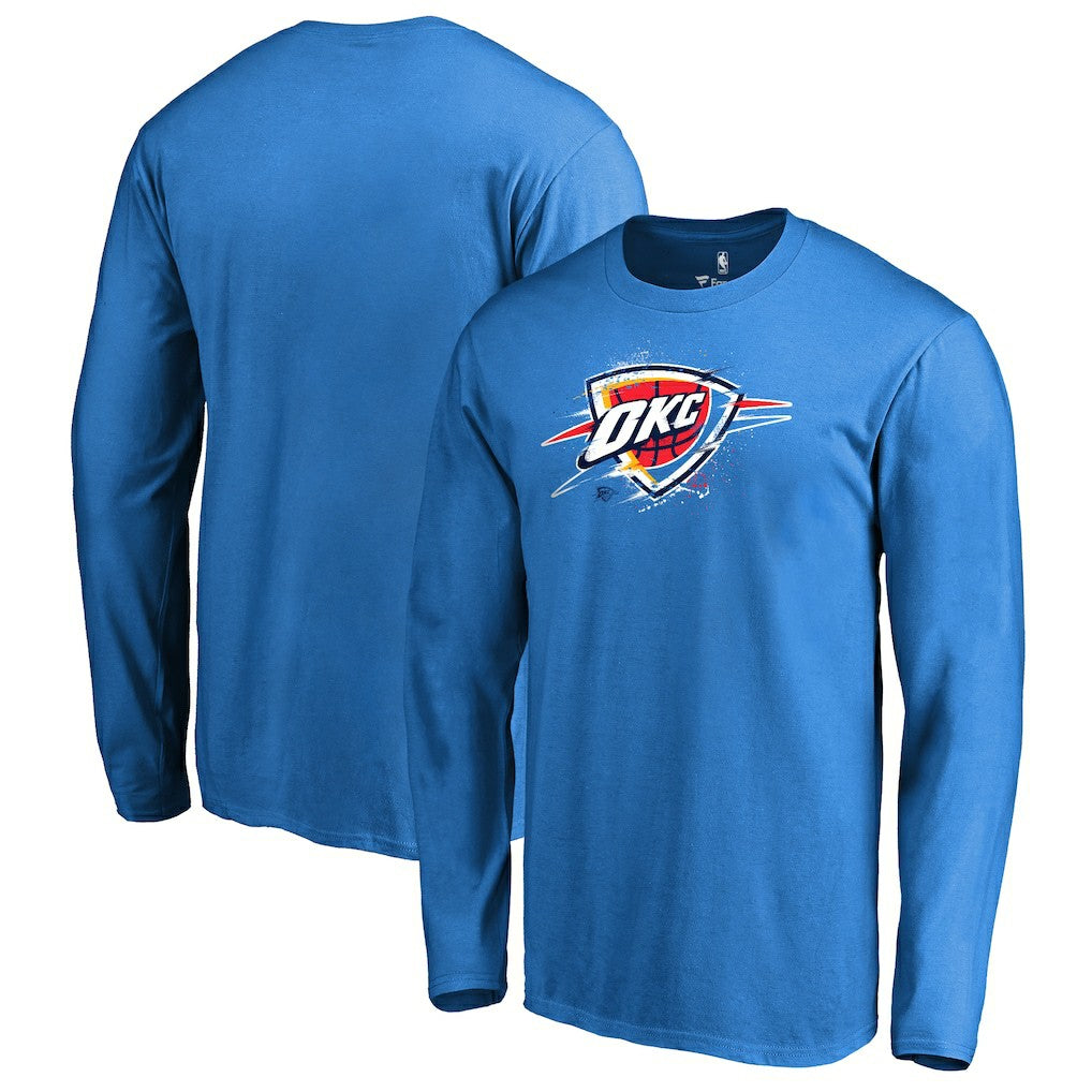 Oklahoma City Thunder Splatter Logo Long Sleeve T-Shirt Blue - NBA