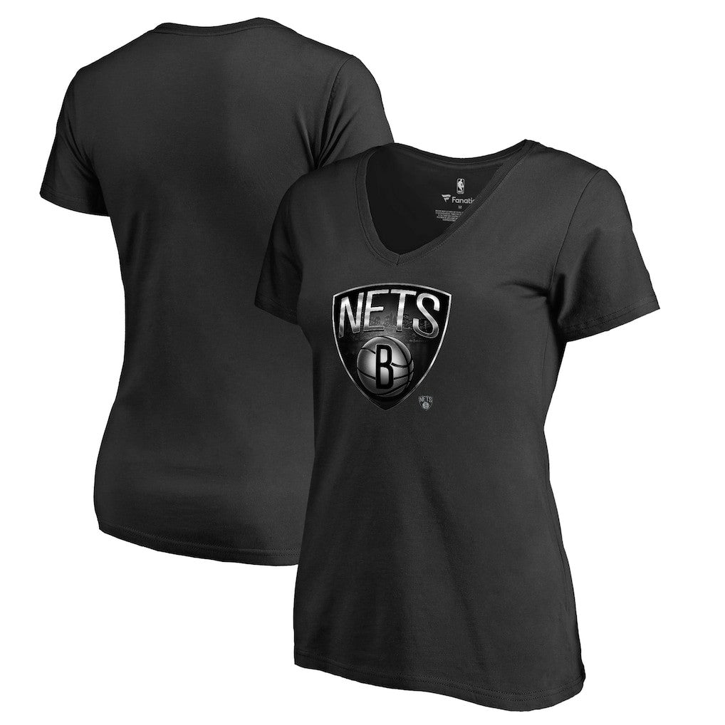 Brooklyn Nets Women's Midnight Mascot V-Neck T-Shirt Black - NBA