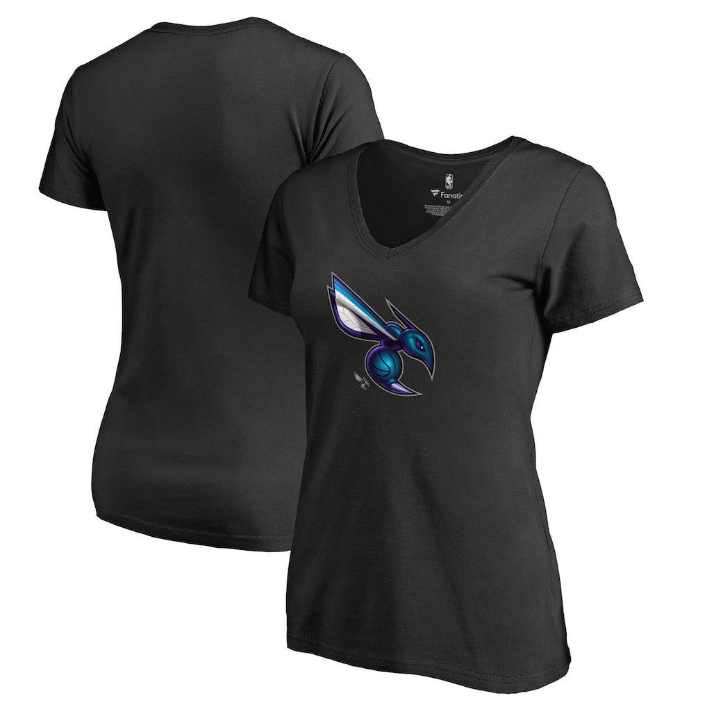 Charlotte Hornets Women's Midnight Mascot V-Neck T-Shirt Black - NBA