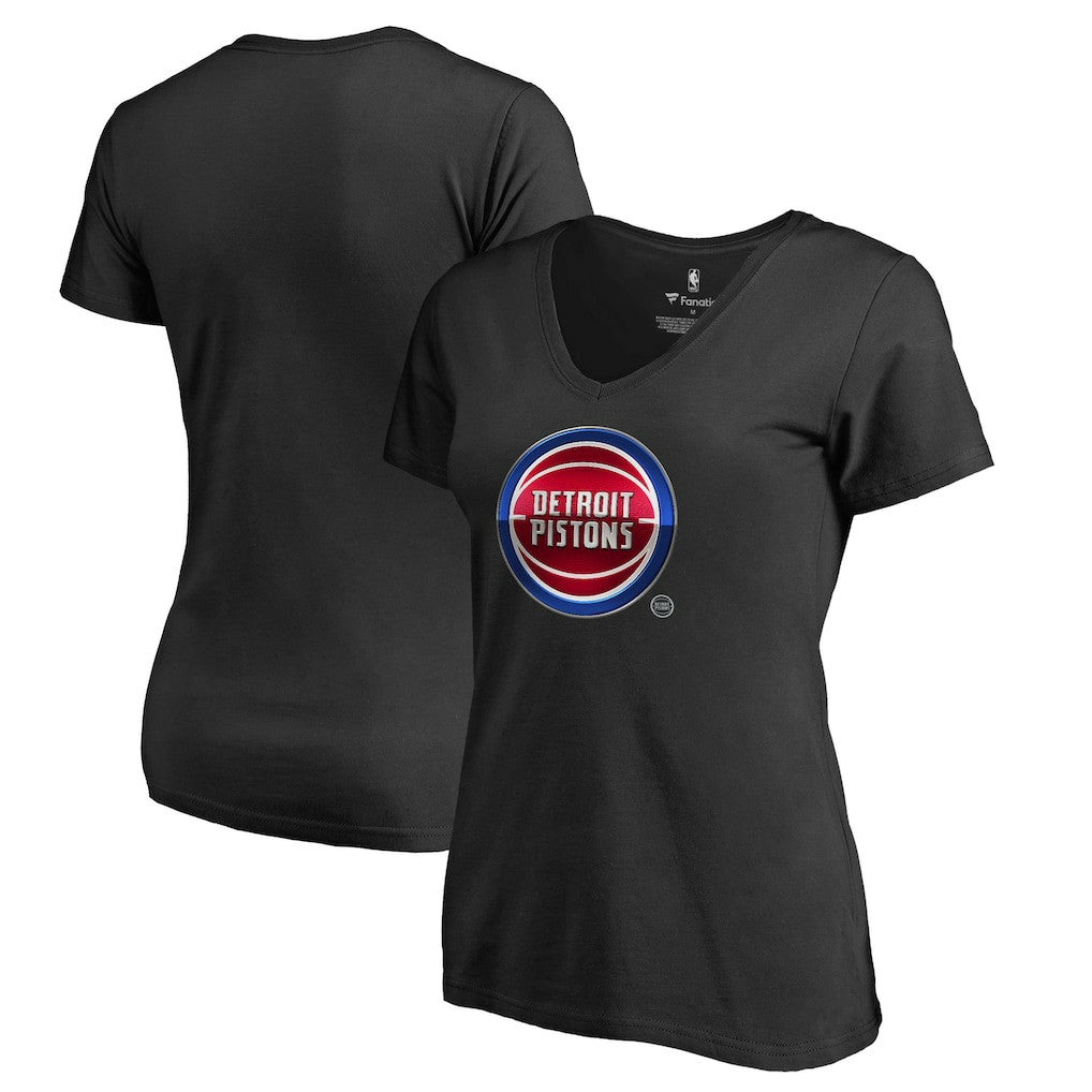 Detroit Pistons Women's Midnight Mascot V-Neck T-Shirt Black - NBA