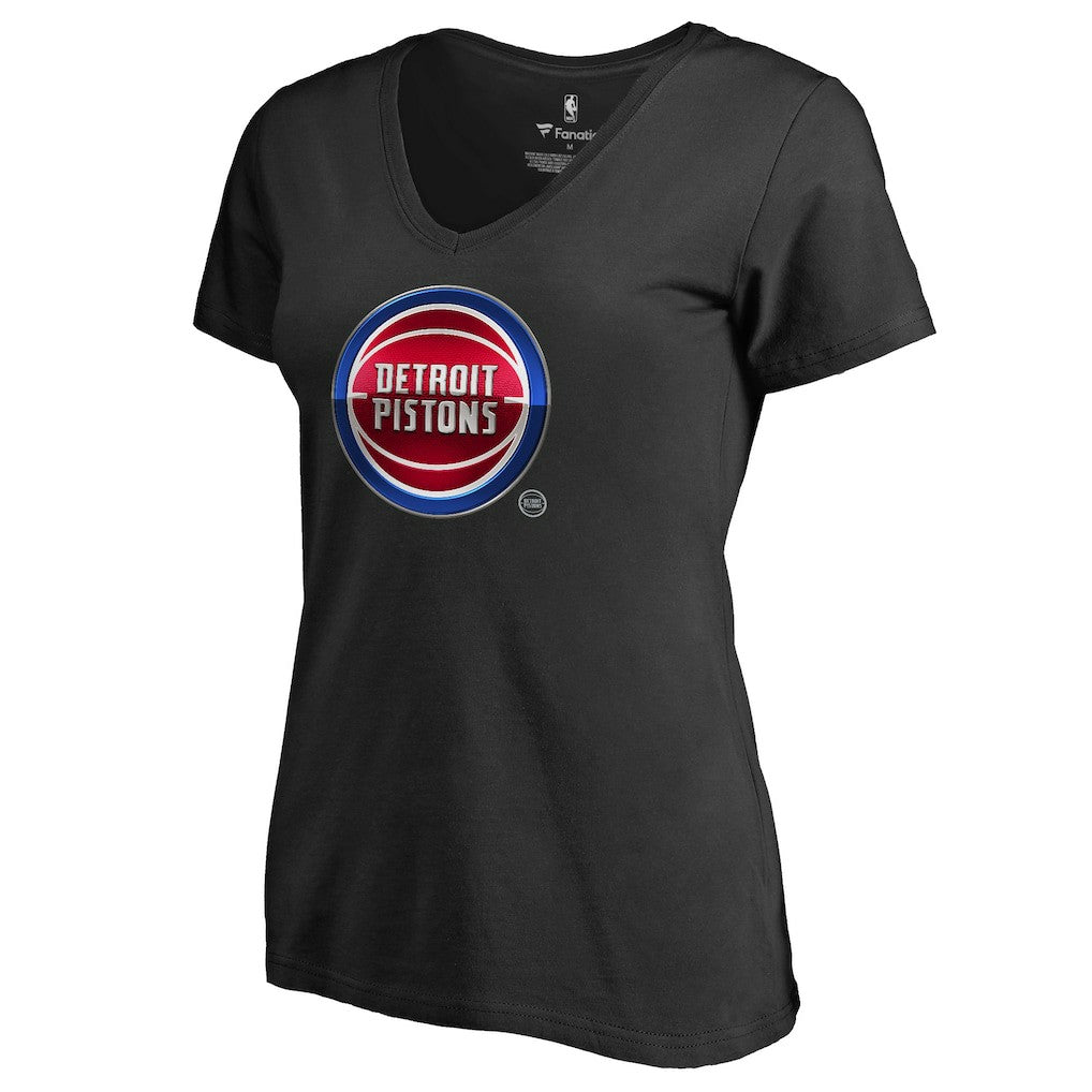 Detroit Pistons Women's Midnight Mascot V-Neck T-Shirt Black - NBA