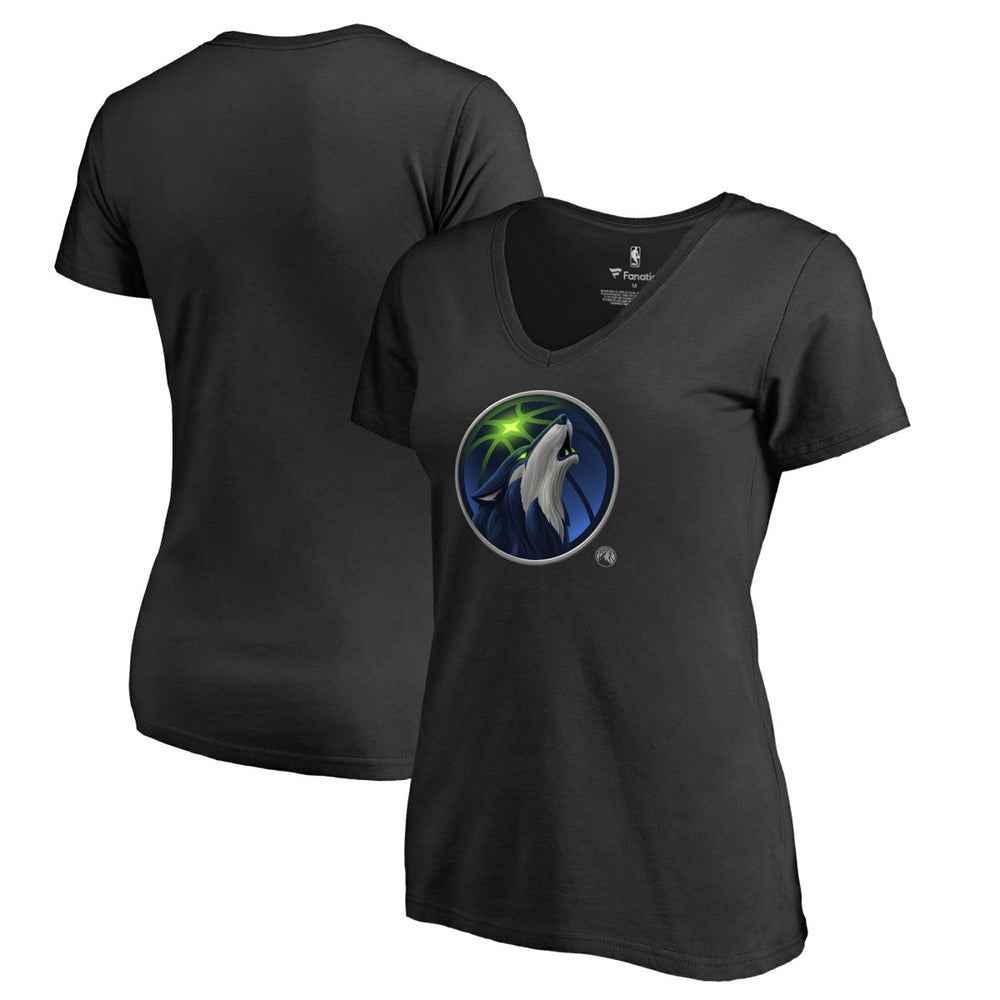Minnesota Timberwolves Women's Midnight Mascot V-Neck T-Shirt Black - NBA