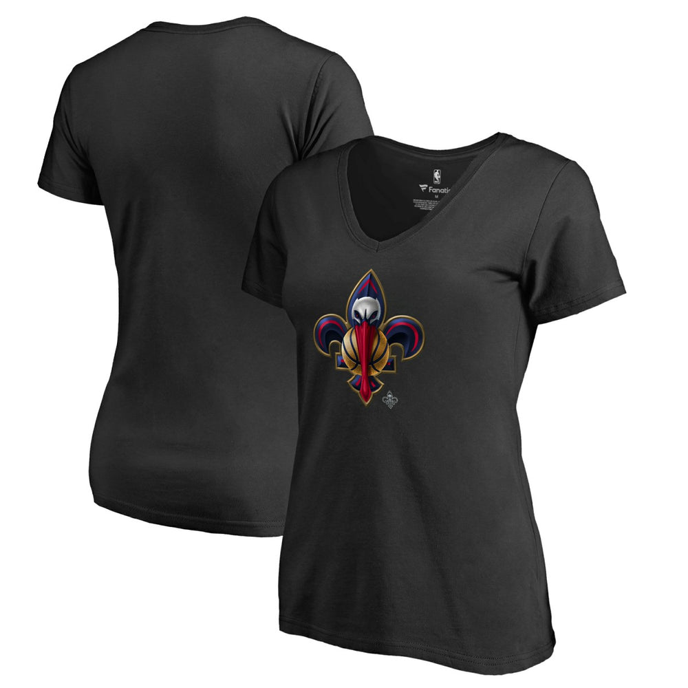 New Orleans Pelicans Women's Midnight Mascot V-Neck T-Shirt Black - NBA