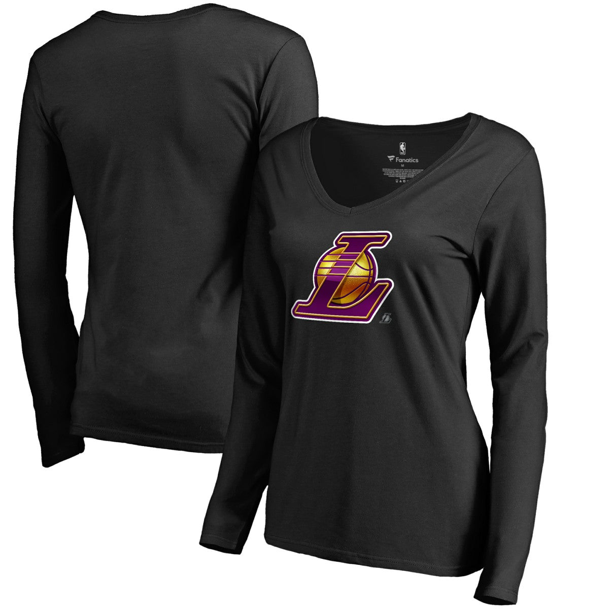 Los Angeles Lakers Women's Midnight Mascot Long Sleeve V-Neck T-Shirt Black - NBA