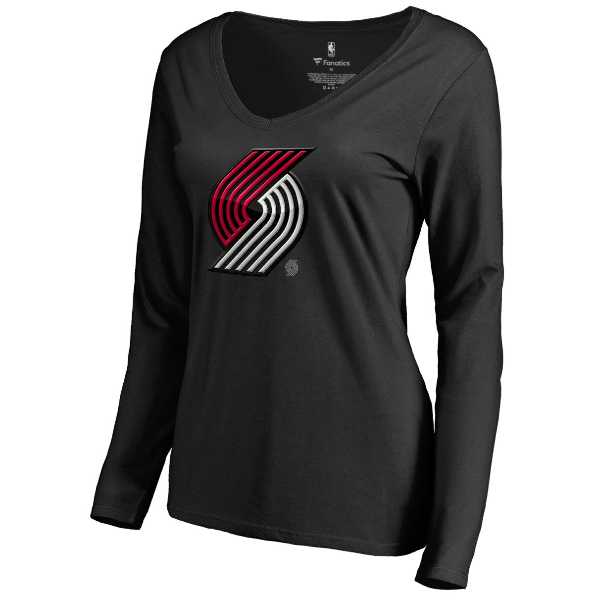 Portland Trail Blazers Women's Midnight Mascot Long Sleeve V-Neck T-Shirt Black - NBA