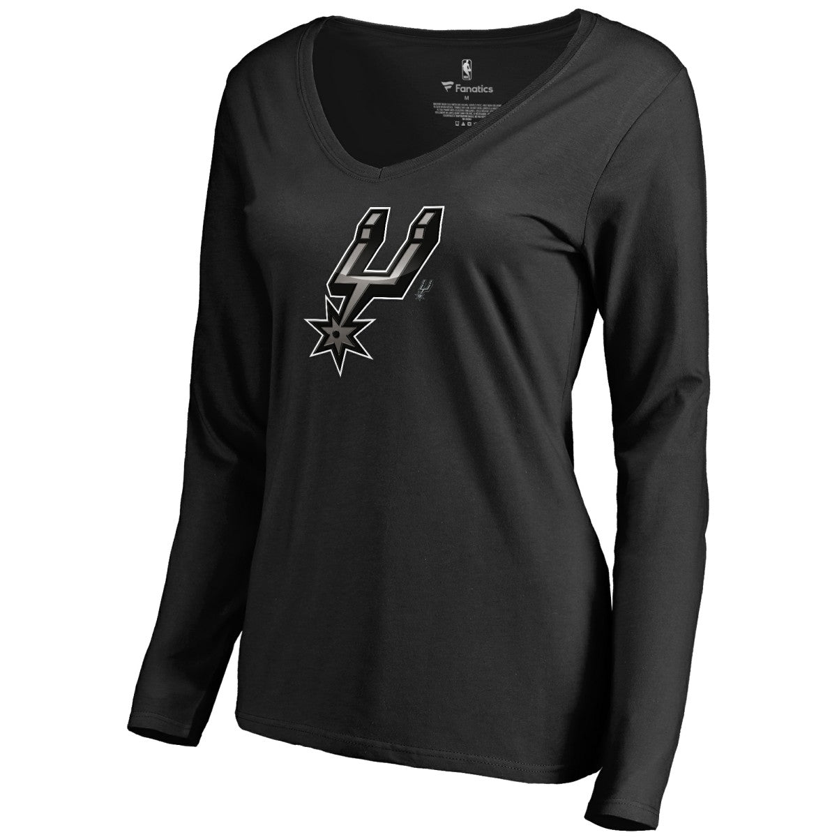San Antonio Spurs Women's Midnight Mascot Long Sleeve V-Neck T-Shirt Black - NBA