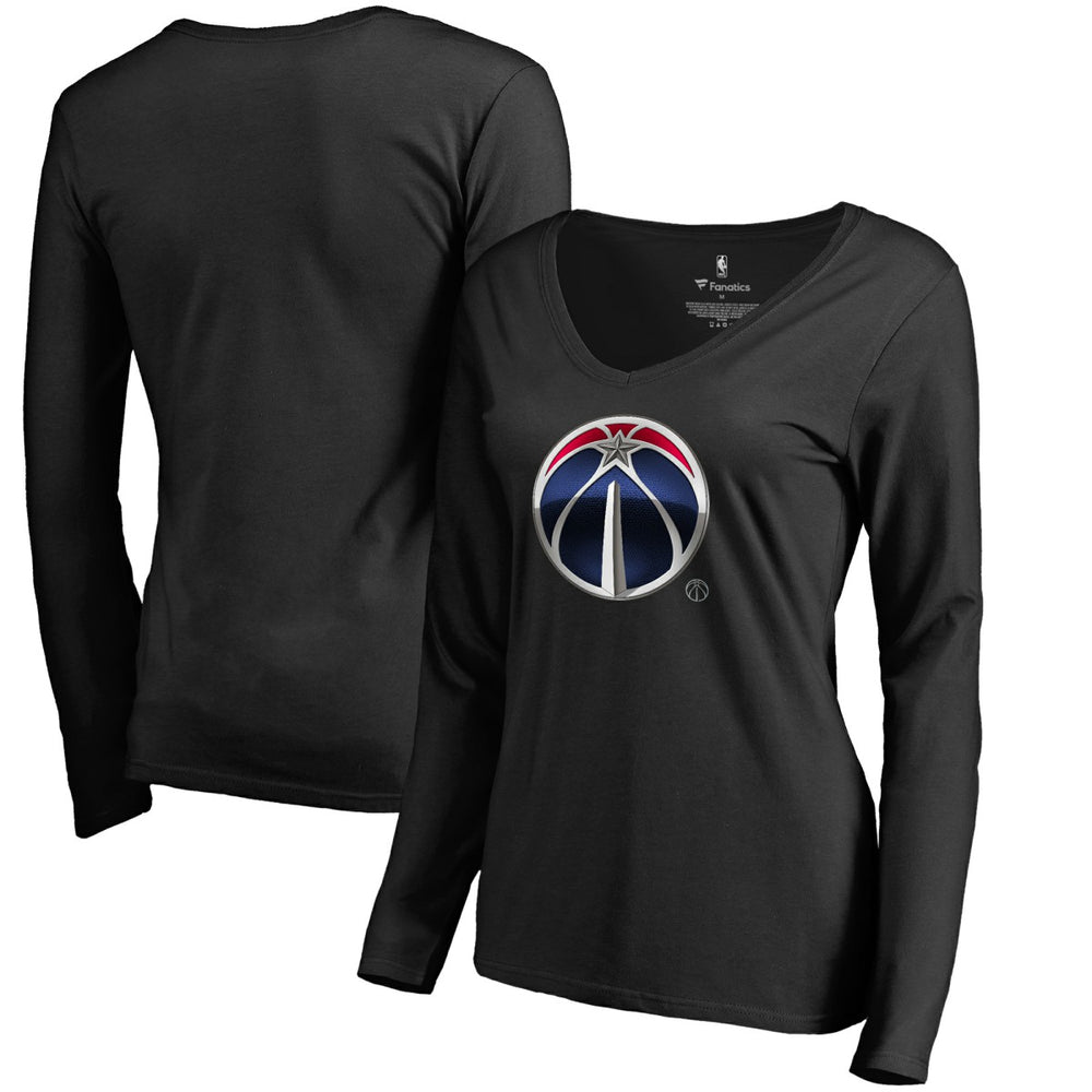 Washington Wizards Women's Midnight Mascot Long Sleeve V-Neck T-Shirt Black - NBA