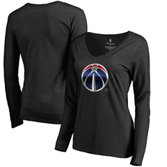 Washington Wizards Women's Midnight Mascot Long Sleeve V-Neck T-Shirt Black - NBA