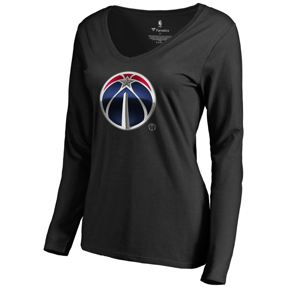 Washington Wizards Women's Midnight Mascot Long Sleeve V-Neck T-Shirt Black - NBA