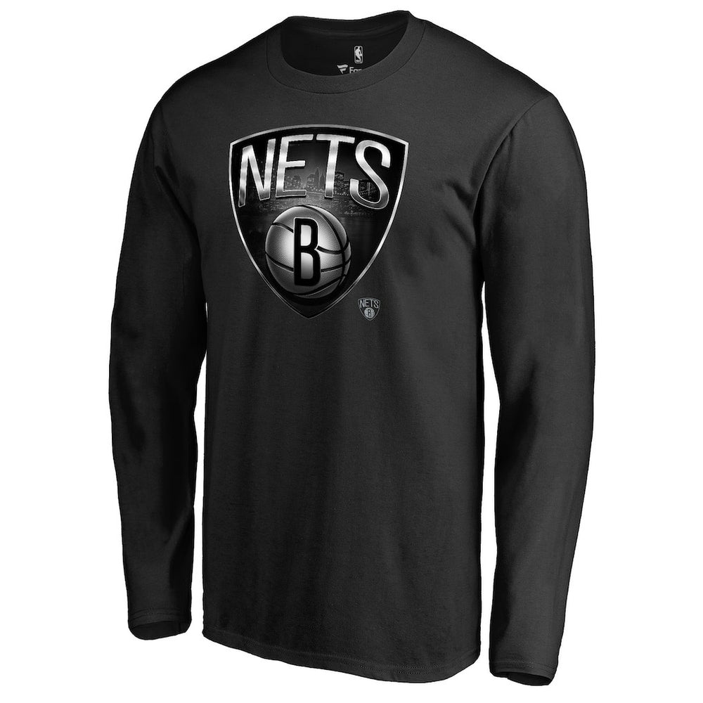 Brooklyn Nets Midnight Mascot Long Sleeve T-Shirt Black - NBA