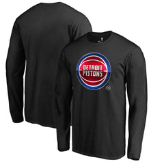 Detroit Pistons Midnight Mascot Long Sleeve T-Shirt Black - NBA