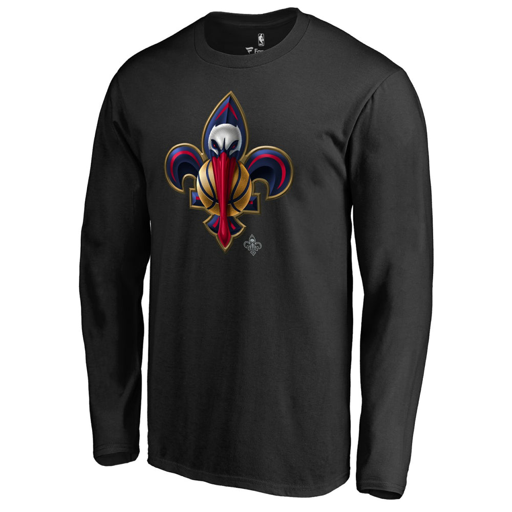 New Orleans Pelicans Midnight Mascot Long Sleeve T-Shirt Black - NBA