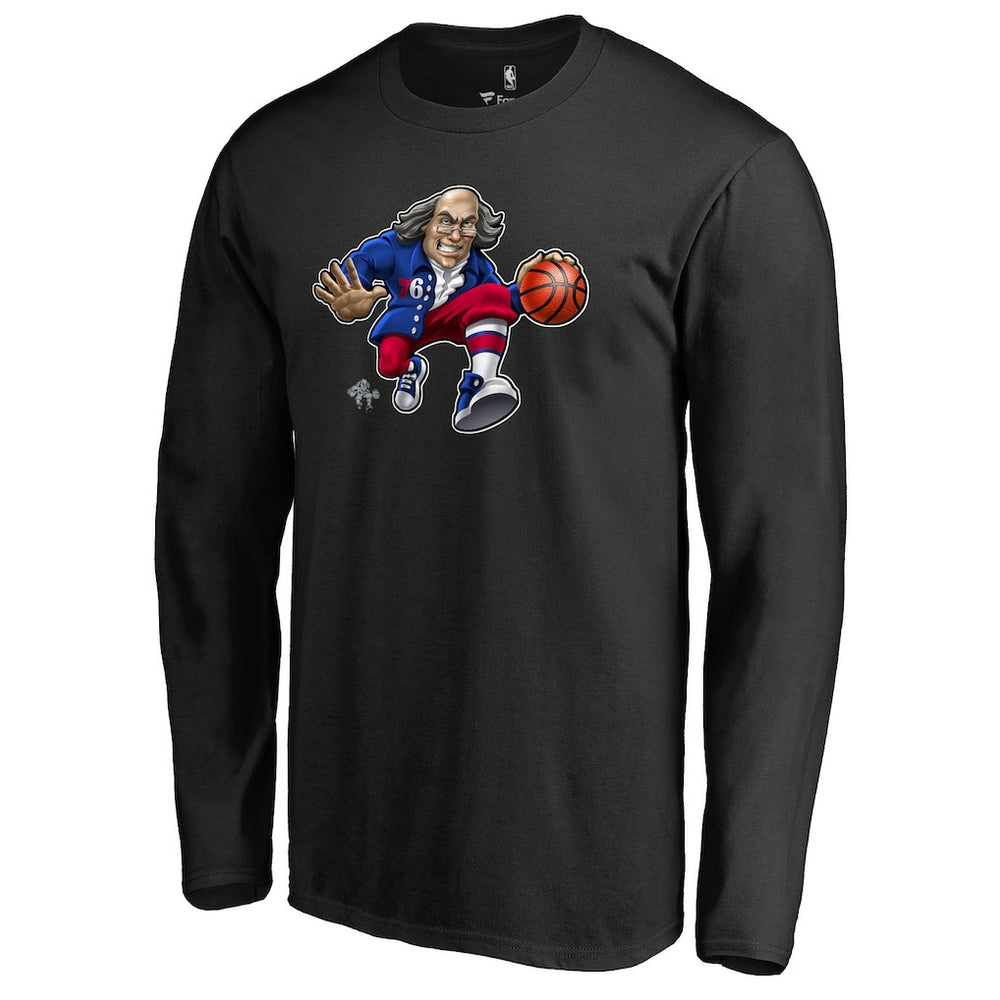 Philadelphia 76ers Midnight Mascot Long Sleeve T-Shirt Black - NBA
