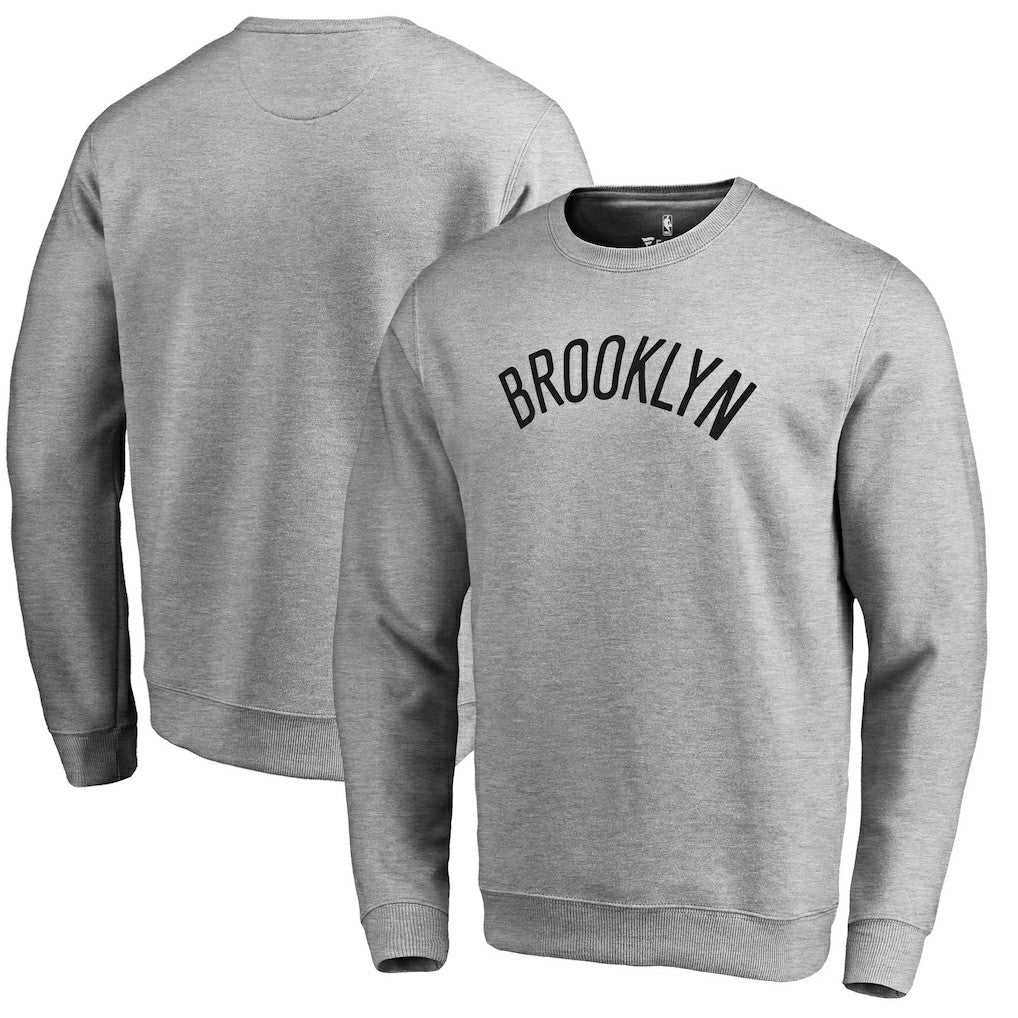 Brooklyn Nets Wordmark Pullover Sweatshirt Heathered Gray - NBA
