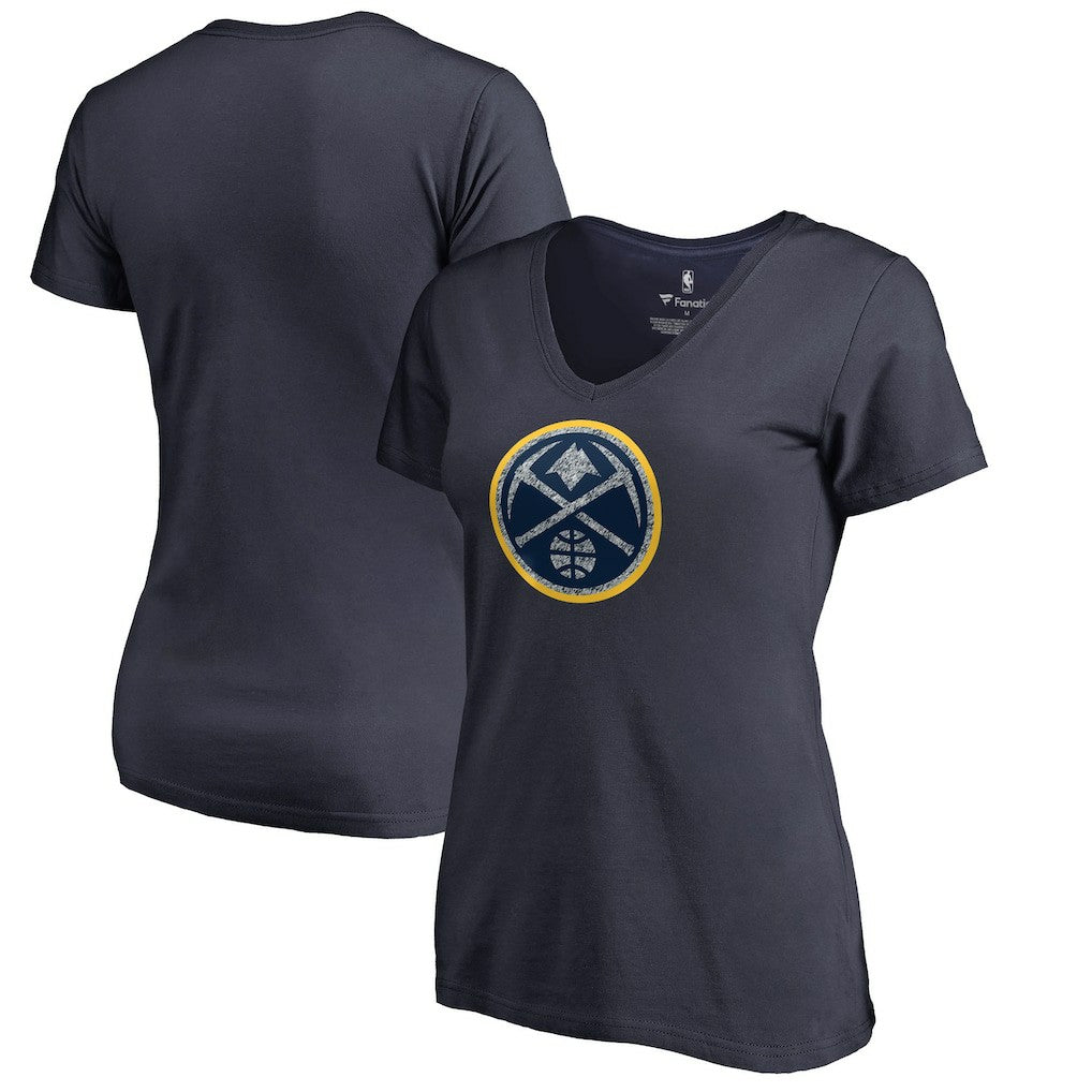 Denver Nuggets Women's Static Logo V-Neck T-Shirt Navy - NBA