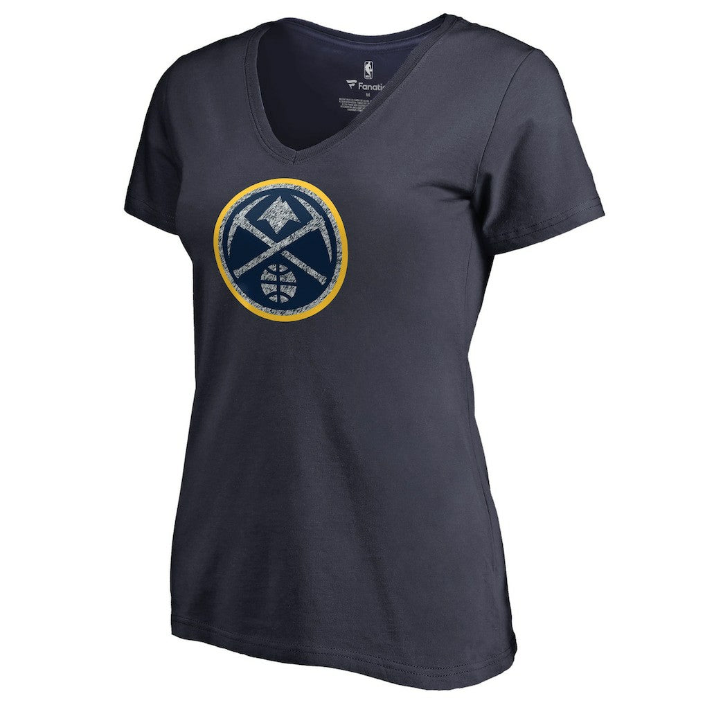 Denver Nuggets Women's Static Logo V-Neck T-Shirt Navy - NBA