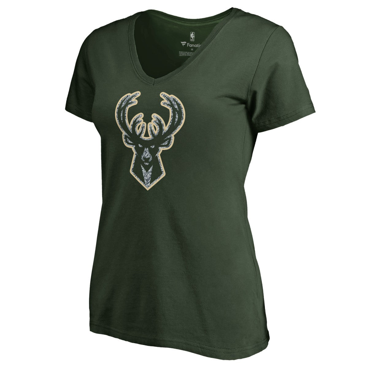 Milwaukee Bucks Women's Static Logo V-Neck T-Shirt Green - NBA