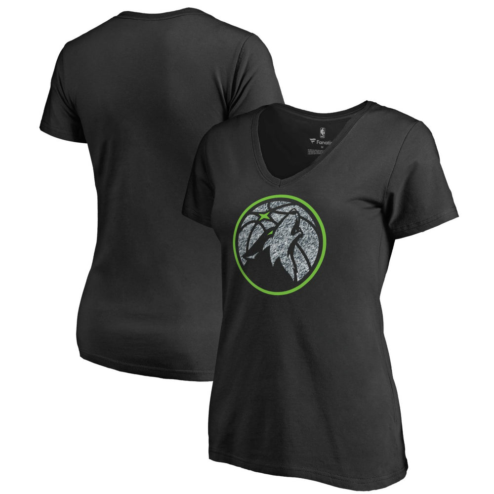 Minnesota Timberwolves Women's Static Logo V-Neck T-Shirt Black - NBA