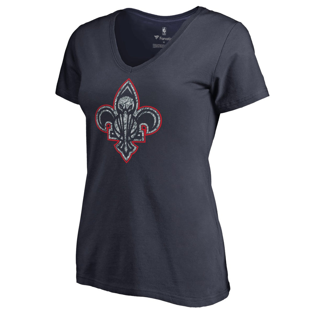 New Orleans Pelicans Women's Static Logo V-Neck T-Shirt Navy - NBA