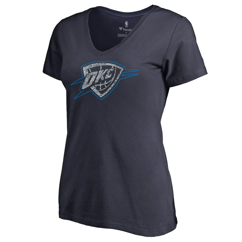 Oklahoma City Thunder Women's Static Logo V-Neck T-Shirt Navy - NBA