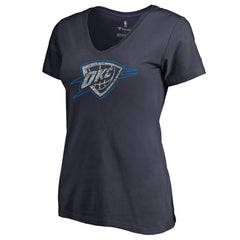 Oklahoma City Thunder Women's Static Logo V-Neck T-Shirt Navy - NBA