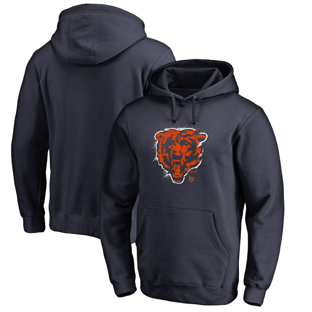 Chicago Bears Splatter Logo Pullover Hoodie Navy | NFL