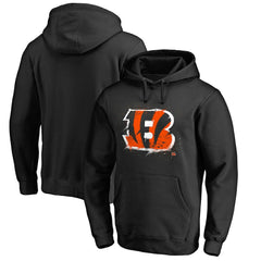 Cincinnati Bengals Splatter Logo Pullover Hoodie Black | NFL
