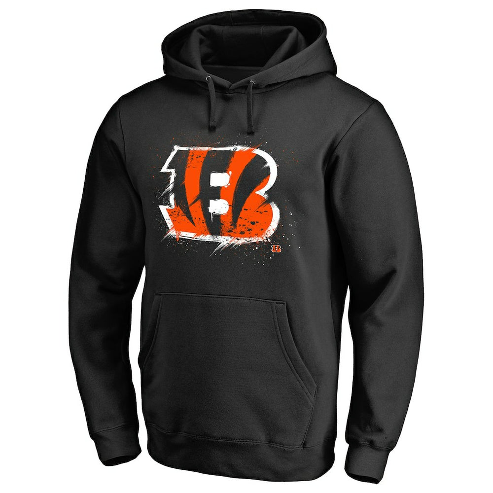 Cincinnati Bengals Splatter Logo Pullover Hoodie Black | NFL