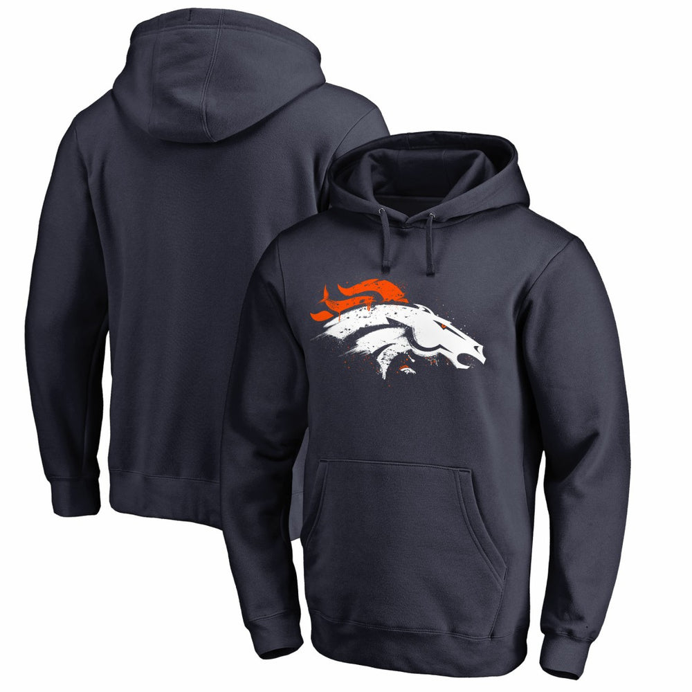 Denver Broncos Splatter Logo Pullover Hoodie Navy | NFL