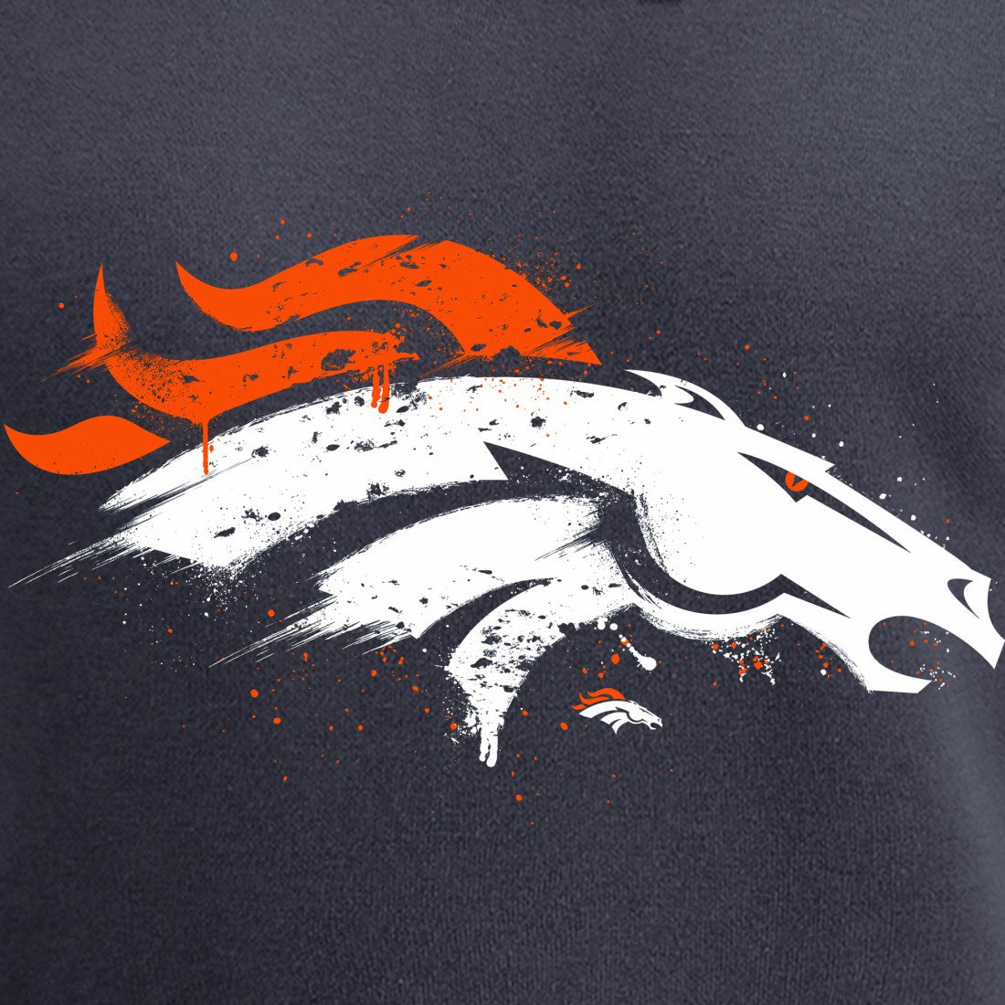 Denver Broncos Splatter Logo Pullover Hoodie Navy | NFL