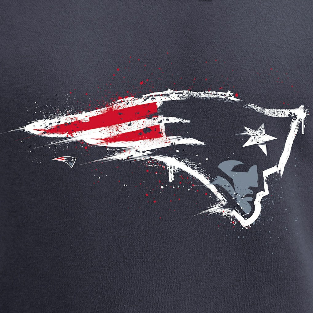 New England Patriots Splatter Logo Pullover Hoodie Navy | NFL