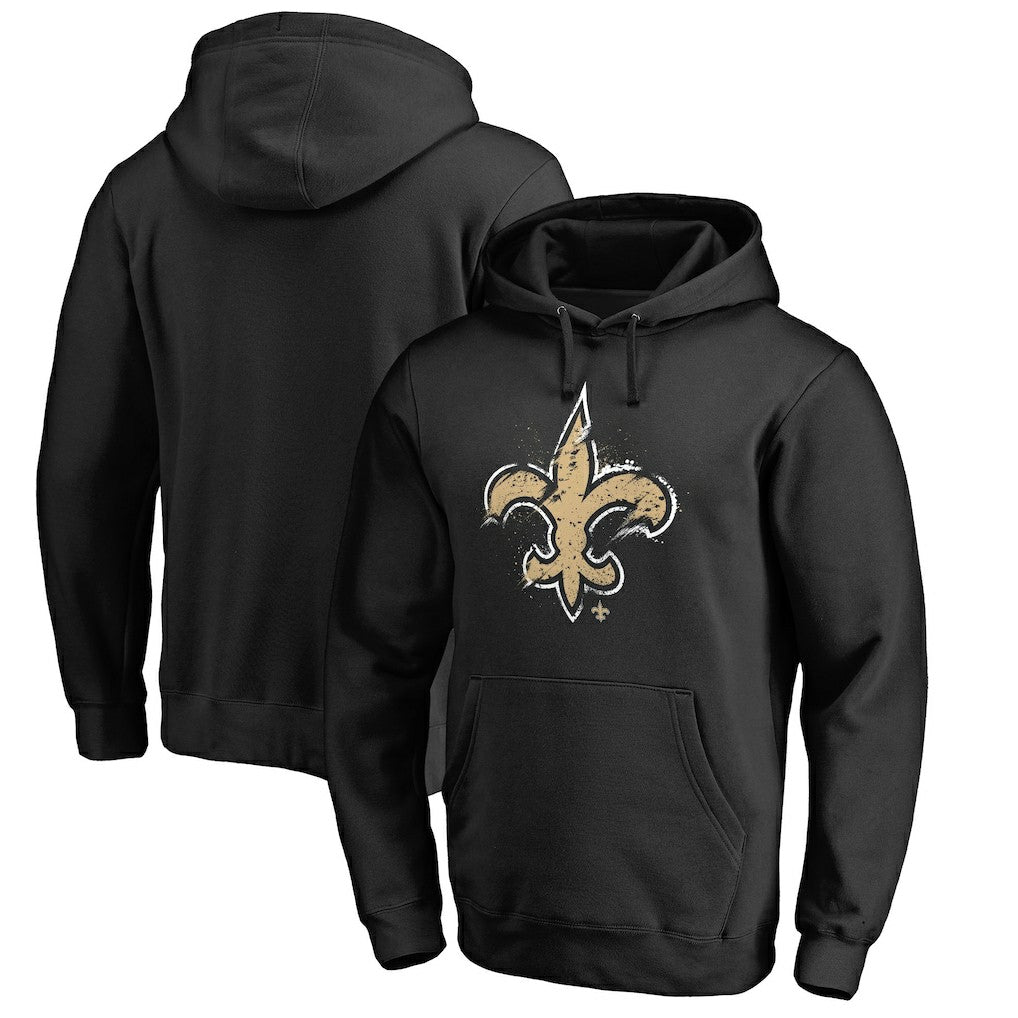 New Orleans Saints Splatter Logo Pullover Hoodie Black | NFL