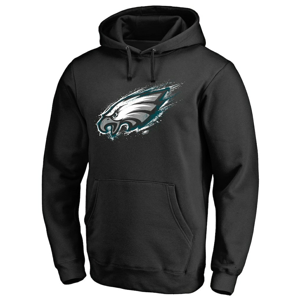 Philadelphia Eagles Splatter Logo Pullover Hoodie Black | NFL