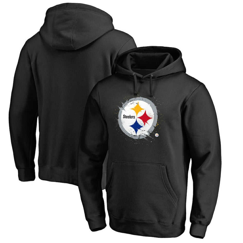 Pittsburgh Steelers Splatter Logo Pullover Hoodie Black | NFL