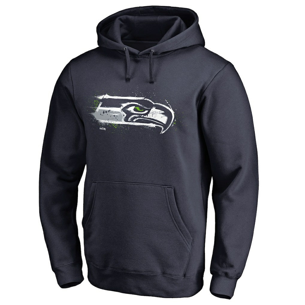 Seattle Seahawks Splatter Logo Pullover Hoodie College Navy | NFL