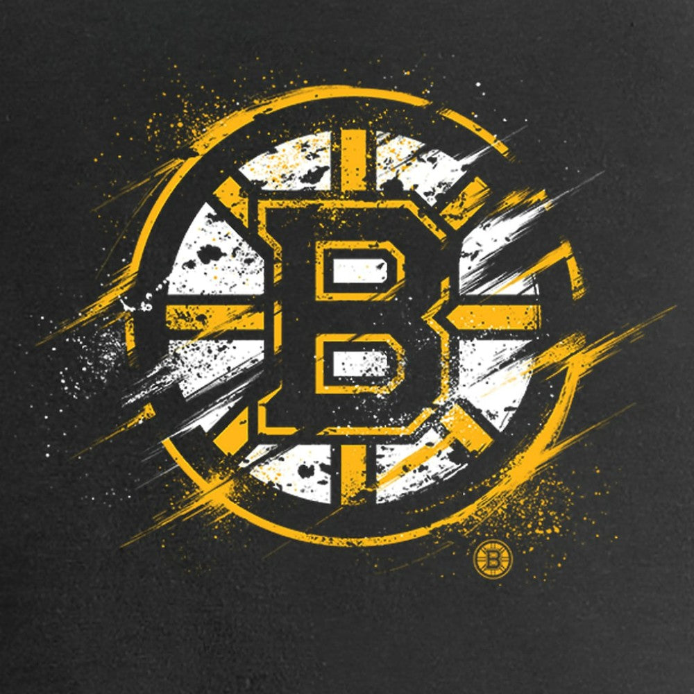 Boston Bruins Women's Splatter Logo V-Neck T-Shirt - Black - NHL