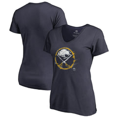 Buffalo Sabres Women's Splatter Logo V-Neck T-Shirt - Navy - NHL