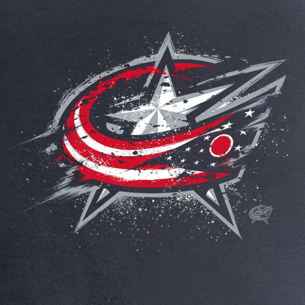 Columbus Blue Jackets Women's Splatter Logo V-Neck T-Shirt - Navy - NHL
