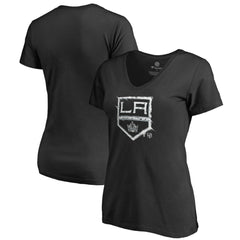 Los Angeles Kings Women's Splatter Logo V-Neck T-Shirt - Black - NHL
