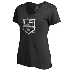 Los Angeles Kings Women's Splatter Logo V-Neck T-Shirt - Black - NHL