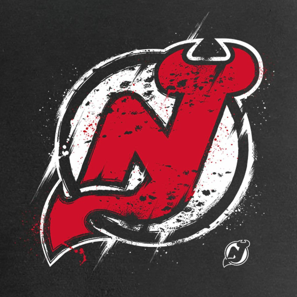 New Jersey Devils Women's Splatter Logo V-Neck T-Shirt - Black - NHL