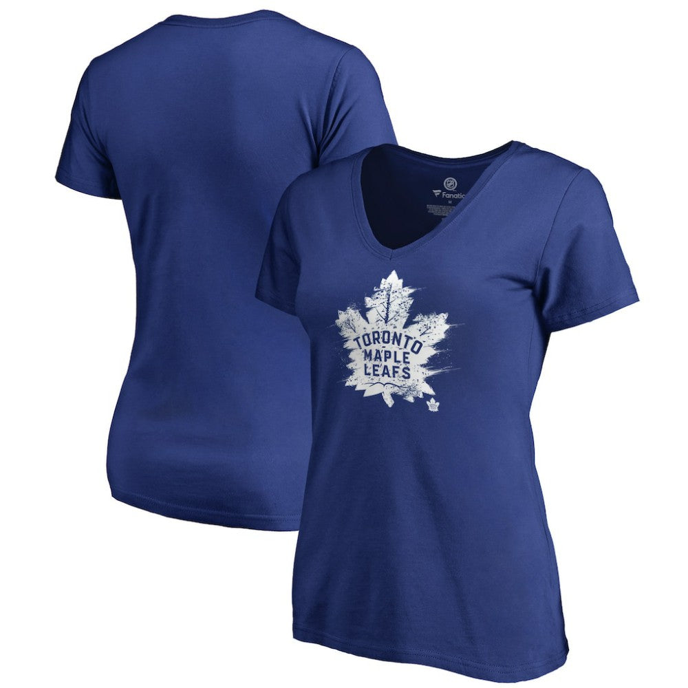 Toronto Maple Leafs Women's Splatter Logo V-Neck T-Shirt - Royal - NHL