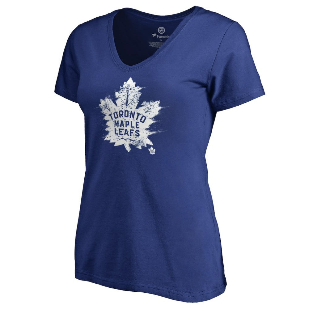 Toronto Maple Leafs Women's Splatter Logo V-Neck T-Shirt - Royal - NHL