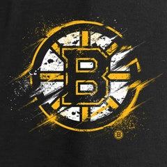 Boston Bruins Women's Splatter Logo V-Neck Long Sleeve T-Shirt - Black - NHL