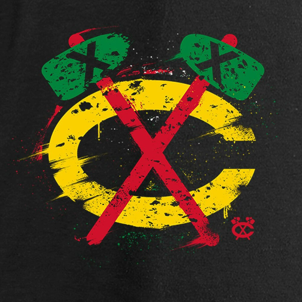 Chicago Blackhawks Women's Splatter Logo V-Neck Long Sleeve T-Shirt - Black - NHL