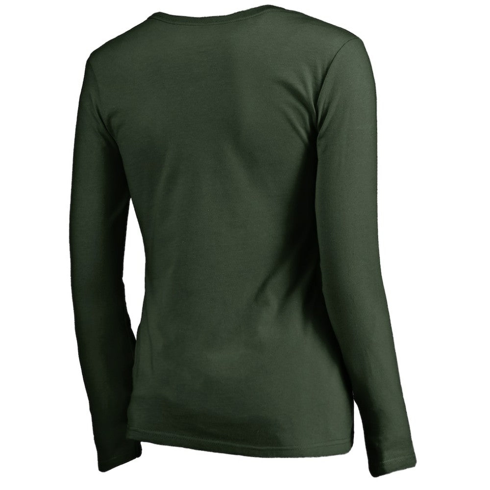 Minnesota Wild Women's Splatter Logo V-Neck Long Sleeve T-Shirt - Green - NHL